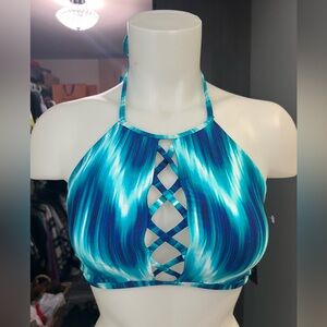 NWT La Blanca Blue & White Patterned Bikini Top